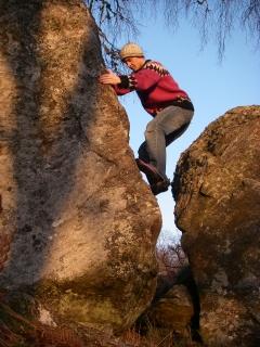 Bouldering below Brin Rock