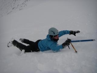Nicky doing an ice axe brake