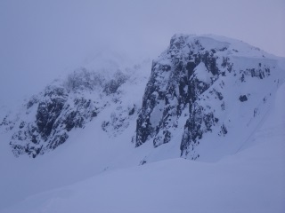 Looking across at the buttresses from the North Ridge descent
