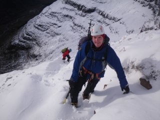 Enjoying the sun while ascending Liathach