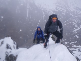 Dave and Don climbing on Stob Ban