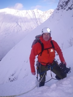 Rob in deep snow on Aonach Dubh