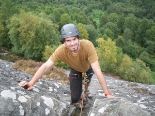 Jonas climbing at Kingussie