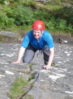 Willie climbing at Kingussie Crag