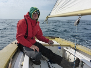 Robin sailing on the Minch crossing
