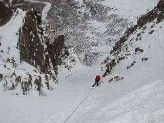 Looking down Aladdin's Couloir