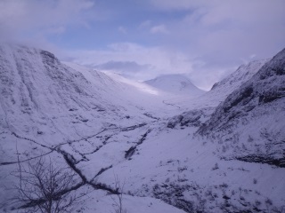 Looking north up Glencoe from Gear Aonach