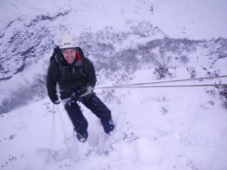 John abseiling down the Zig Zags