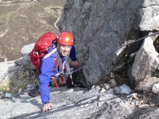Colin climbing on Broad Buttress on the Buchaille Colin climbing on Broad Buttress on the Buchaille