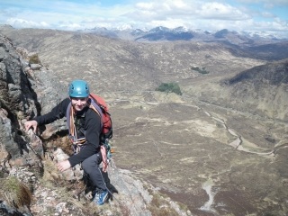 Matt climbing on Broad Buttress