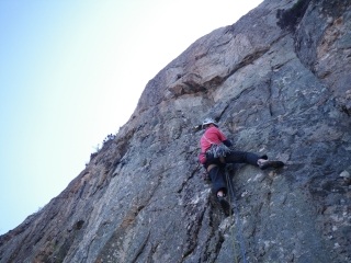 Murdo climbing Stand and Deliver at Gruinard Crag Murdo climbing Stand and Deliver at Gruinard Crag