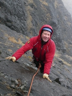 Bruce climbing on North Buttress in Coir' a Mhadaidh Bruce climbing on North Buttress in Coir' a Mhadaidh