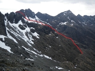 The line of Peridotite Buttress on the east side of Sgurr na Banachdich