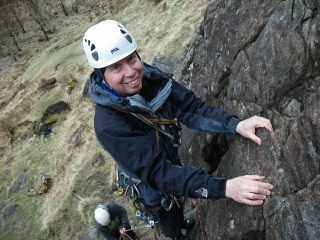Steve climbing the Gutter in Glen Nevis Steve climbing the Gutter in Glen Nevis