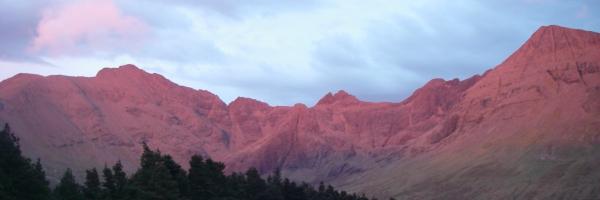 Skye Ridge at sunset from Glen Brittle